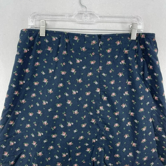 American Eagle Outfitters Skirt Women's Sz L Blue Floral Back Zip Mini A-Line - Picture 7 of 11